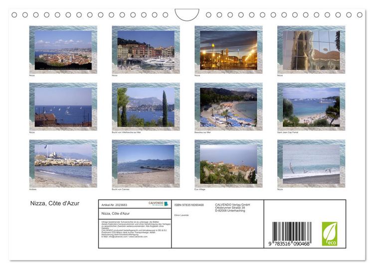 Produktbild: Nizza, C&ocirc;te d'Azur (Wandkalender 2026 DIN A4 quer), CALVENDO Monatskalender