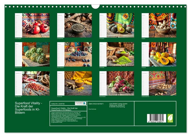 Produktbild: Superfood Vitality - Die Kraft der Superfoods in KI-Bildern (Wandkalender 2027 DIN A3 quer), CALVENDO Monatskalender
