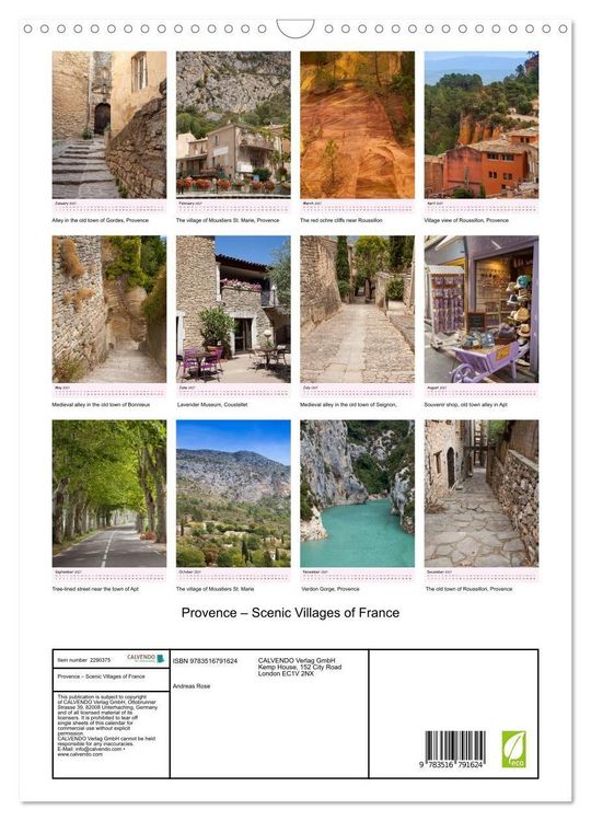 Produktbild: Provence &ndash; Scenic Villages of France (Wall Calendar 2027 DIN A3 portrait), CALVENDO 12 Month Wall Calendar