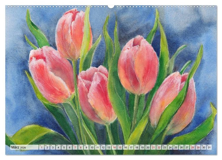 Produktbild: Blumenaquarelle aus der N&auml;he (hochwertiger Premium Wandkalender 2026 DIN A2 quer), Kunstdruck in Hochglanz