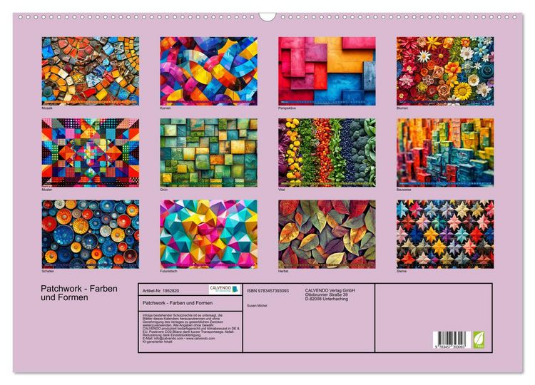 Produktbild: Patchwork - Farben und Formen (Wandkalender 2026 DIN A2 quer), CALVENDO Monatskalender