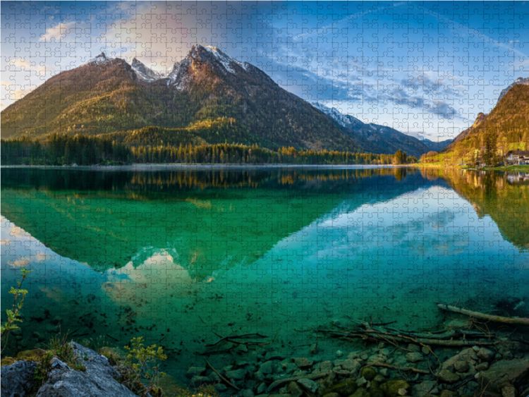 Produktbild: CALVENDO Puzzle Hintersee am Morgen | 1000 Teile Lege-Gr&ouml;&szlig;e 64x48cm Foto-Puzzle f&uuml;r gl&uuml;ckliche Stunden