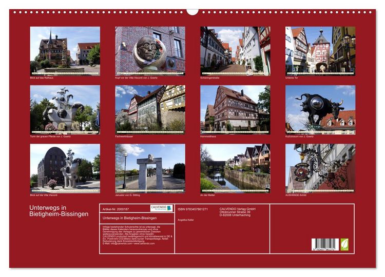Produktbild: Unterwegs in Bietigheim-Bissingen (Wandkalender 2026 DIN A2 quer), CALVENDO Monatskalender