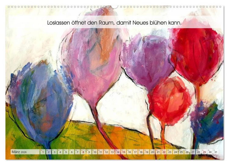 Produktbild: Loslassen als Kunst - Ein poetischer Jahresbegleiter in Bild und Wort (Wandkalender 2026 DIN A2 quer), CALVENDO Monatskalender