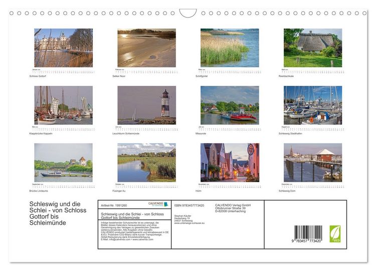 Produktbild: Schleswig und die Schlei - von Schloss Gottorf bis Schleim&uuml;nde (Wandkalender 2026 DIN A3 quer), CALVENDO Monatskalender