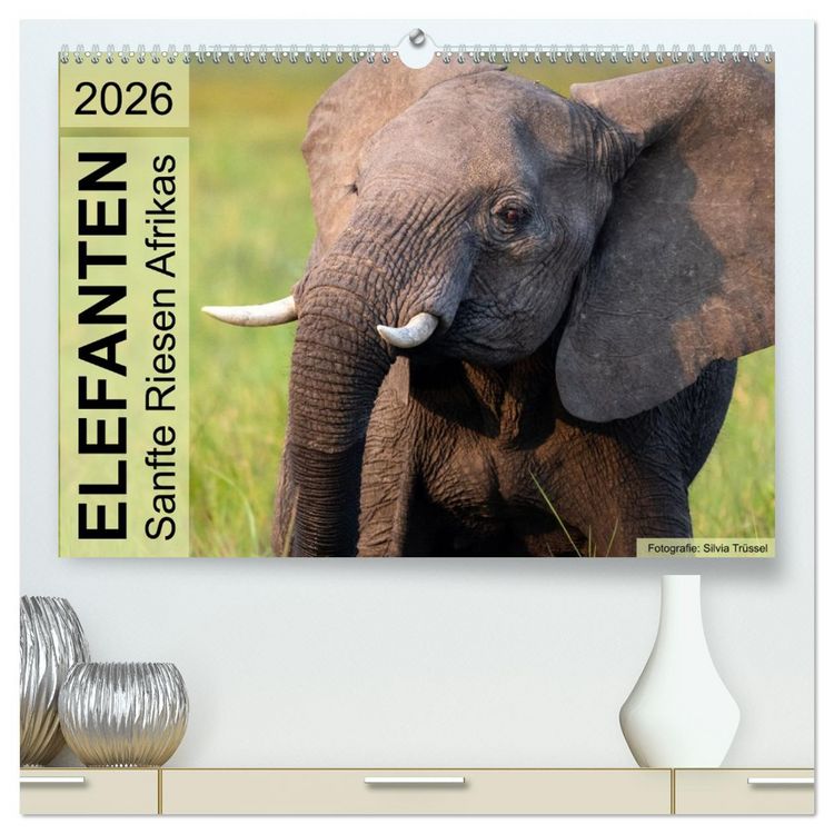 Produktbild: Elefanten - Sanfte Riesen Afrikas (hochwertiger Premium Wandkalender 2026 DIN A2 quer), Kunstdruck in Hochglanz