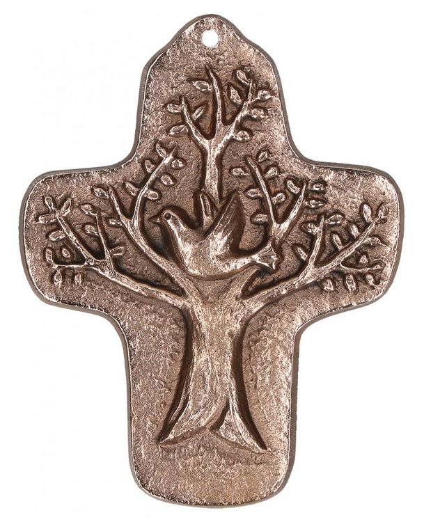 Produktbild: Kommunionkreuz aus Bronze - Lebensbaum mit Segenstaube