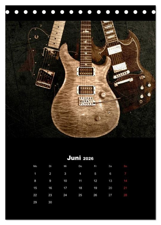 Produktbild: Vintage Gitarren (Tischkalender 2026 DIN A5 hoch), CALVENDO Monatskalender