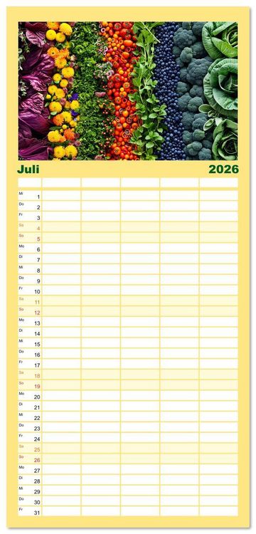 Produktbild: Familienplaner 2026 - Patchwork - Farben und Formen mit 5 Spalten (Wandkalender, 21 x 45 cm) CALVENDO
