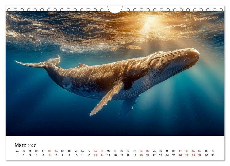Produktbild: Wale - ein Jahr voller Meer (Wandkalender 2027 DIN A4 quer), CALVENDO Monatskalender