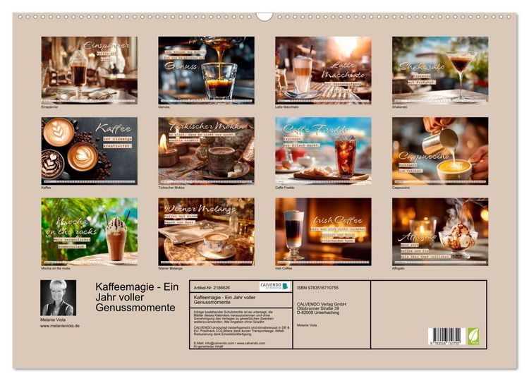 Produktbild: Kaffeemagie - Ein Jahr voller Genussmomente (Wandkalender 2026 DIN A2 quer), CALVENDO Monatskalender