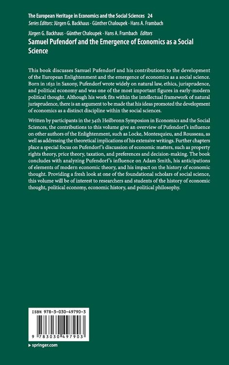 Produktbild: Samuel Pufendorf and the Emergence of Economics as a Social Science