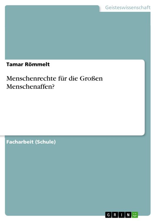 Produktbild: Menschenrechte f&uuml;r die Gro&szlig;en Menschenaffen?