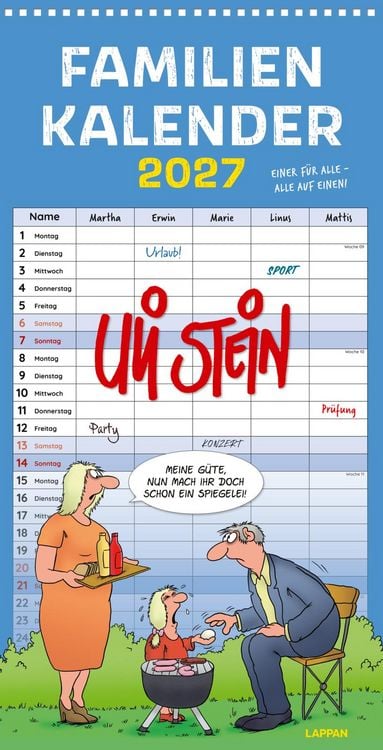 Produktbild: Uli Stein Familienkalender 2027: Familienplaner mit 5 Spalten