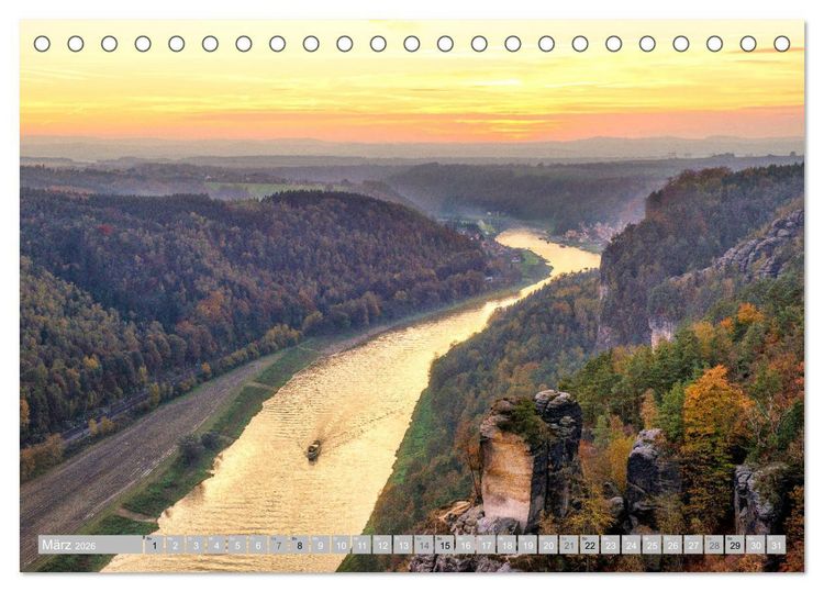 Produktbild: S&Auml;CHSISCHE SCHWEIZ - M&auml;rchenland an der Elbe (Tischkalender 2026 DIN A5 quer), CALVENDO Monatskalender