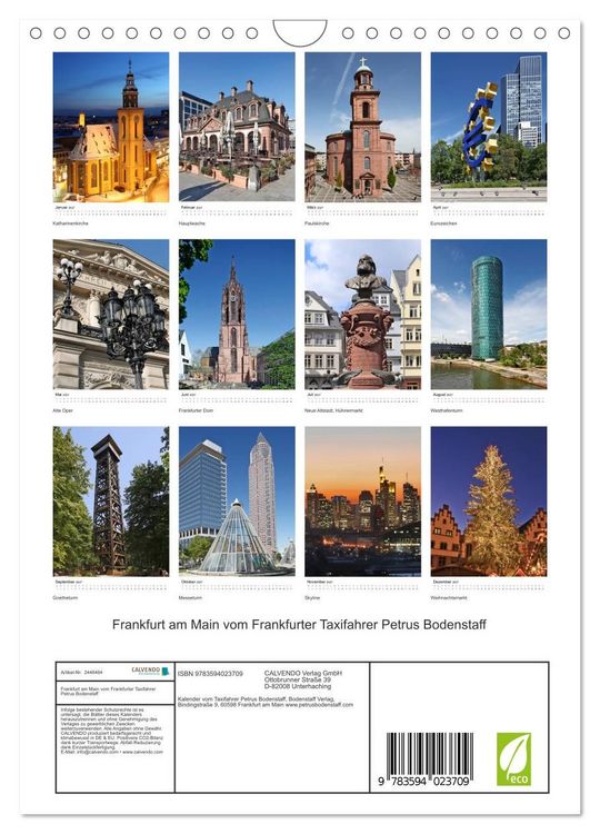 Produktbild: Frankfurt am Main vom Frankfurter Taxifahrer Petrus Bodenstaff (Wandkalender 2027 DIN A4 hoch), CALVENDO Monatskalender