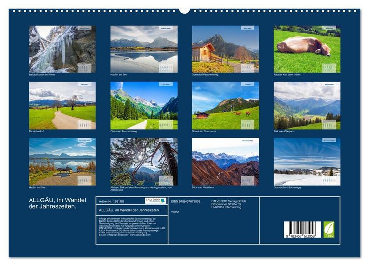Produktbild: ALLG&Auml;U, im Wandel der Jahreszeiten. (hochwertiger Premium Wandkalender 2026 DIN A2 quer), Kunstdruck in Hochglanz