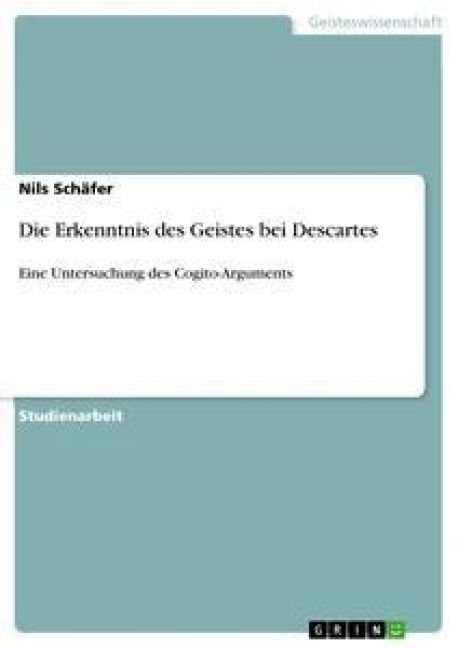 Produktbild: Die Erkenntnis des Geistes bei Descartes