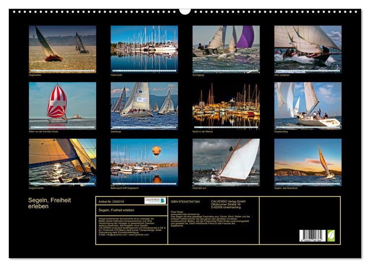 Produktbild: Segeln, Freiheit erleben (Wandkalender 2026 DIN A2 quer), CALVENDO Monatskalender