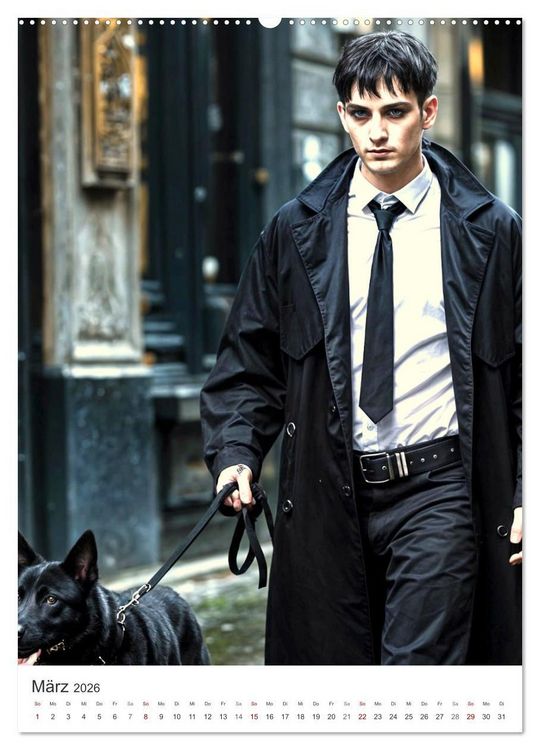 Produktbild: Schatten und Stil - KI M&auml;nner im Gothic Stil (Wandkalender 2026 DIN A2 hoch), CALVENDO Monatskalender
