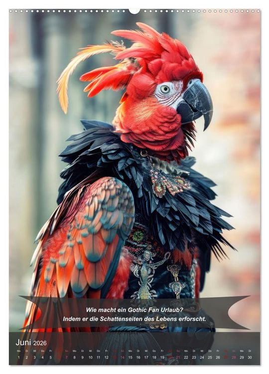 Produktbild: Der tierisch lustige Gothic Kalender (Wandkalender 2026 DIN A2 hoch), CALVENDO Monatskalender