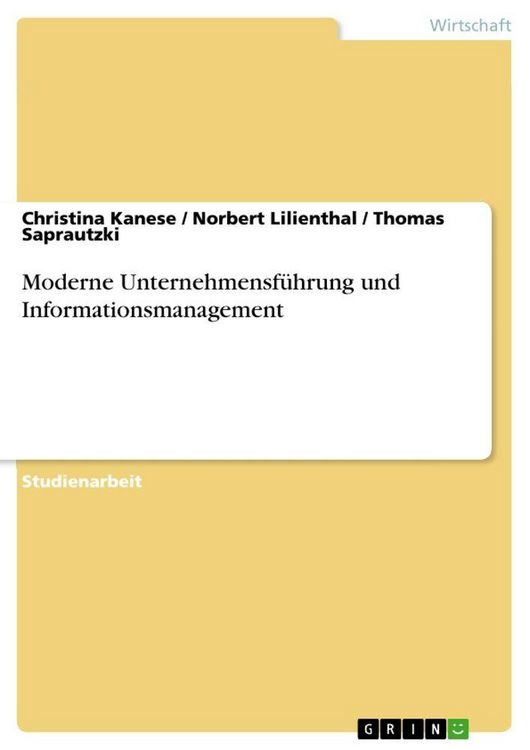 Produktbild: Moderne Unternehmensf&uuml;hrung und Informationsmanagement