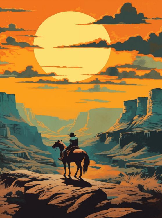CALVENDO Puzzle Canyon der Freiheit: Ein Cowboy im Abendrot | 2000 Teile Lege-Größe 90x67cm Foto-Puzzle für glückliche Stunden