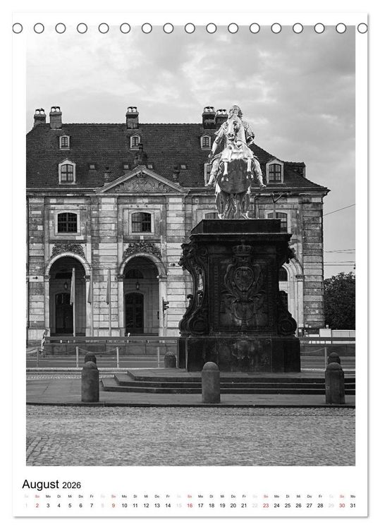 Produktbild: Dresden Traumstadt in Schwarz-Wei&szlig; (Tischkalender 2026 DIN A5 hoch), CALVENDO Monatskalender
