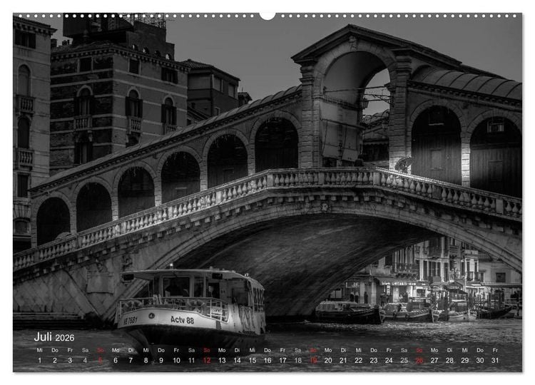 Produktbild: Venedig - Licht und Schatten (hochwertiger Premium Wandkalender 2026 DIN A2 quer), Kunstdruck in Hochglanz