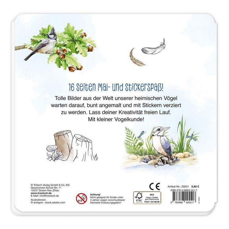 Produktbild: TR&Ouml;TSCH - Stickermalbuch Unsere Vogelwelt Malbuch mit Stickern| Ab 5 Jahren