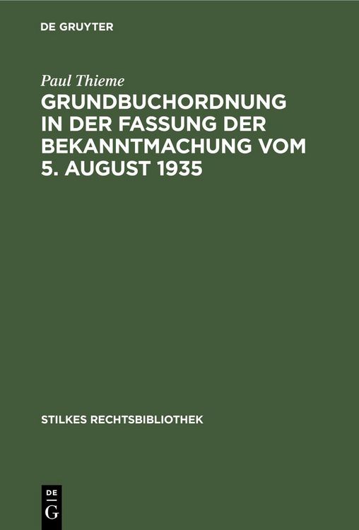 Produktbild: Grundbuchordnung in der Fassung der Bekanntmachung vom 5. August 1935