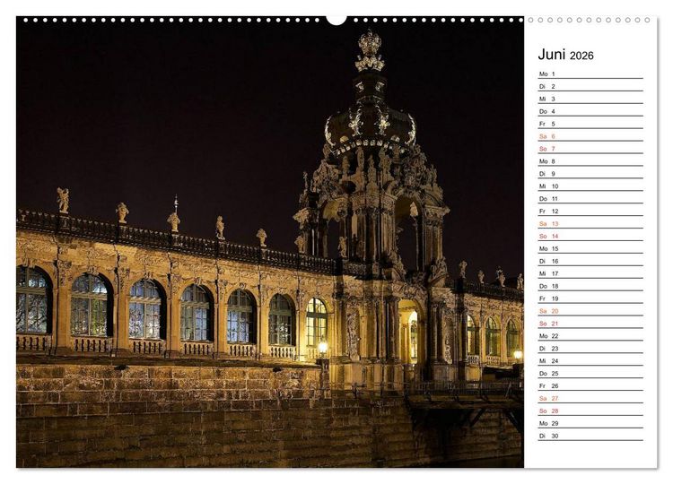 Produktbild: Eine Nacht in Dresden (Wandkalender 2026 DIN A2 quer), CALVENDO Monatskalender