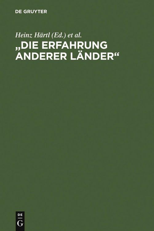 Produktbild: "Die Erfahrung anderer L&auml;nder"