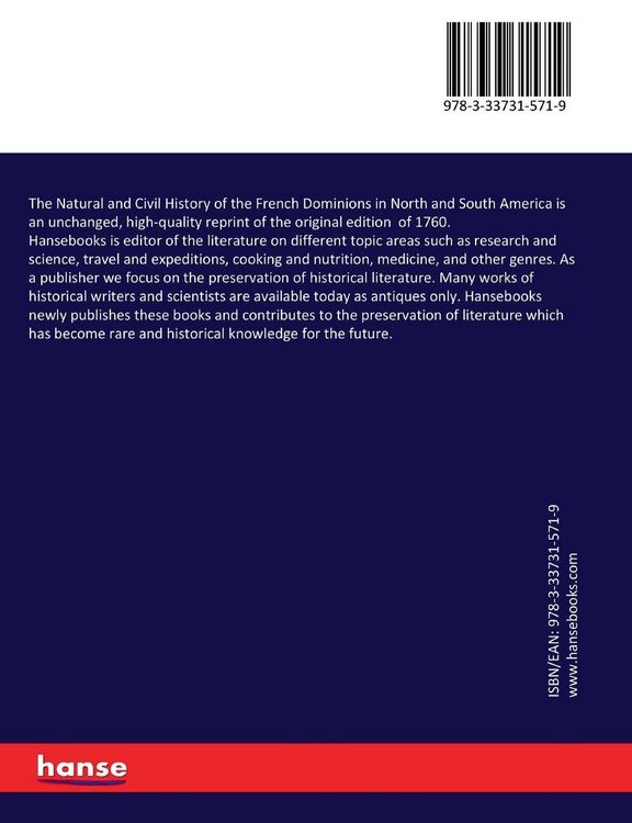 Produktbild: The Natural and Civil History of the French Dominions in North and South America