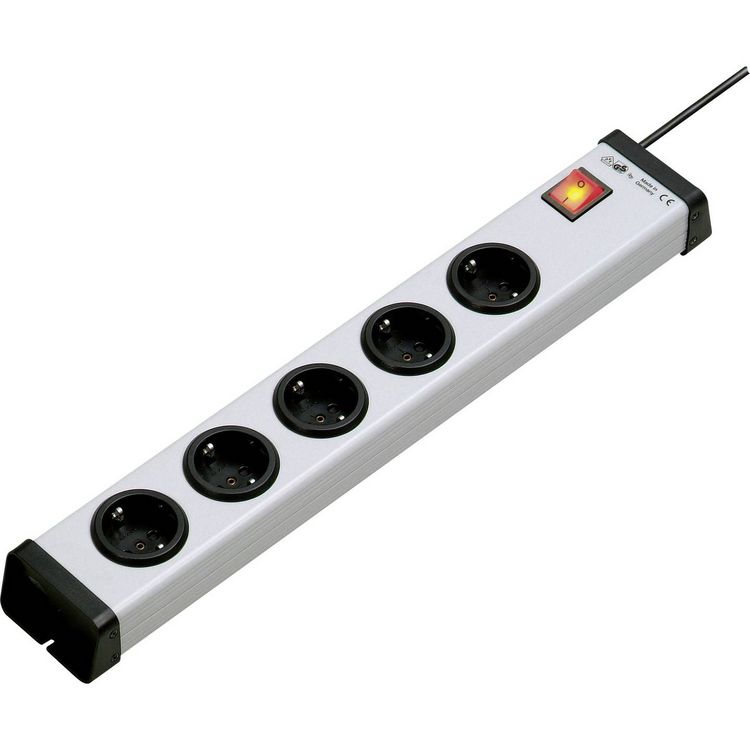 Produktbild: Ehmann 0201x01054301 Steckdosenleiste mit Schalter 5fach Grau, Schwarz Schutzkontakt 1St.