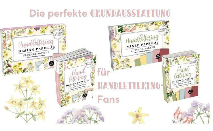 Produktbild: Handlettering Mixed Paper Block Cottage Dreams - Gelb, Gr&uuml;n, Blau, Rosa, Rot - A6