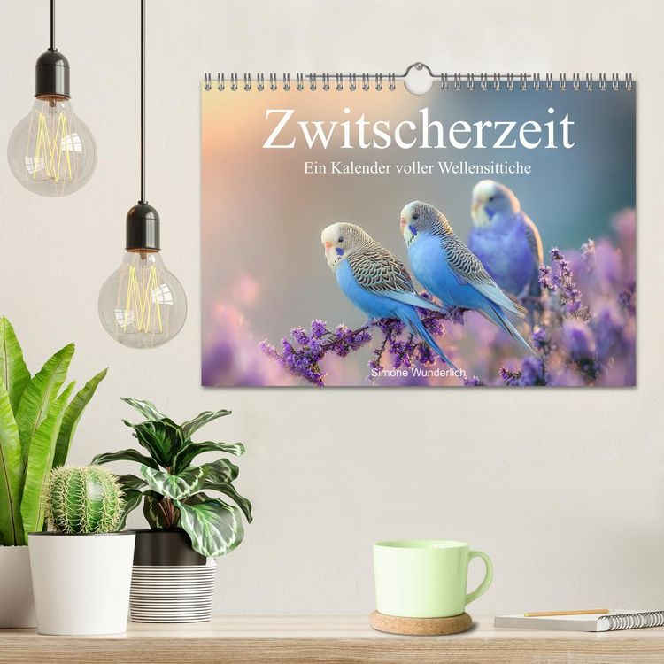 Produktbild: Zwitscherzeit - Ein Kalender voller Wellensittiche (Wandkalender 2026 DIN A4 quer), CALVENDO Monatskalender