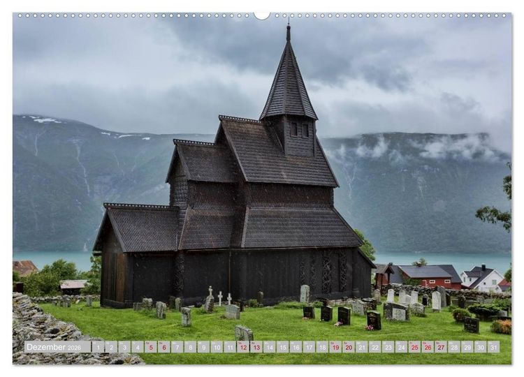 Produktbild: Norwegens Stabkirchen (hochwertiger Premium Wandkalender 2026 DIN A2 quer), Kunstdruck in Hochglanz