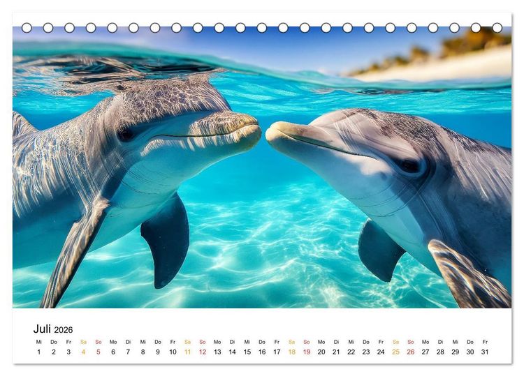 Produktbild: Delfine - Wellen K&uuml;nstler (Tischkalender 2026 DIN A5 quer), CALVENDO Monatskalender