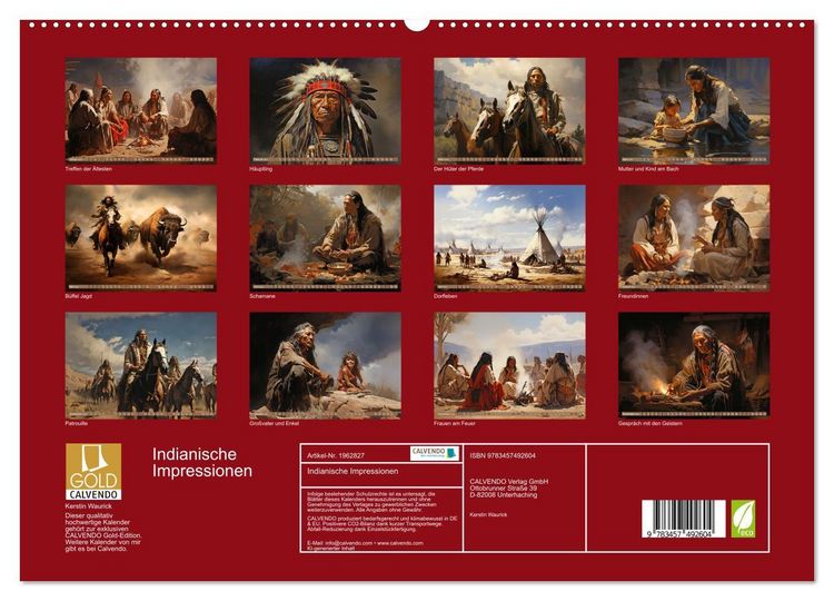 Produktbild: Indianische Impressionen (hochwertiger Premium Wandkalender 2026 DIN A2 quer), Kunstdruck in Hochglanz