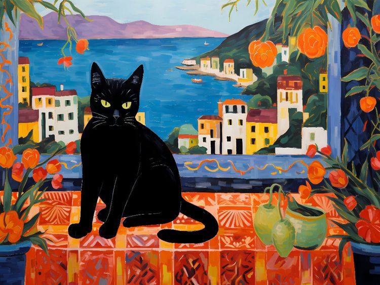 Produktbild: CALVENDO Puzzle Schwarze Katze auf einem Tisch | 1000 Teile Lege-Gr&ouml;&szlig;e 64x48cm Foto-Puzzle f&uuml;r gl&uuml;ckliche Stunden