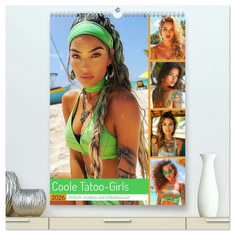Produktbild: Coole Tatoo-Girls. H&uuml;bsch, modern und selbstbewusst (hochwertiger Premium Wandkalender 2026 DIN A2 hoch), Kunstdruck in Hochglanz