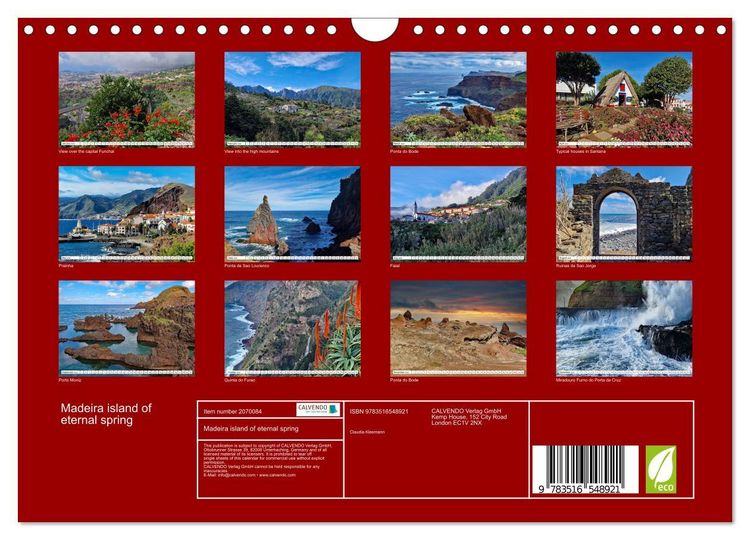 Produktbild: Madeira island of eternal spring (Wall Calendar 2026 DIN A4 landscape), CALVENDO 12 Month Wall Calendar