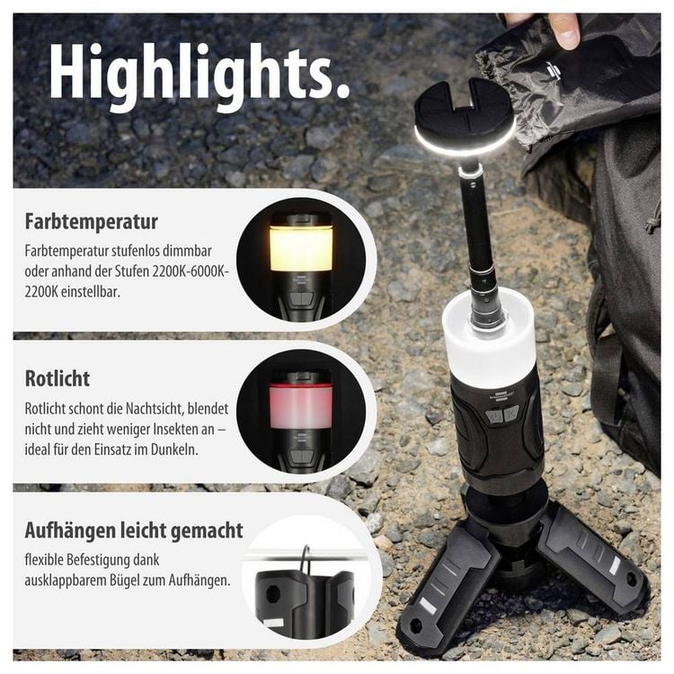Produktbild: Brennenstuhl 1173740008 UL 400 AT Arbeitsleuchte, Camping-Leuchte 400 lm 540 g Schwarz, Wei&szlig;