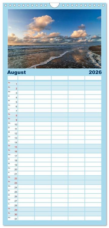 Produktbild: Familienplaner 2026 - Faszination Meer und Wolken mit 5 Spalten (Wandkalender, 21 x 45 cm) CALVENDO