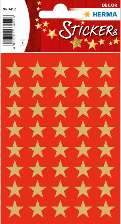 Produktbild: Herma Sticker Sterne Gold 423 St&uuml;ck, Stern Sticker aus Goldpapier f&uuml;r Advent & Weihnachten, verschiedene Gr&ouml;&szlig;en