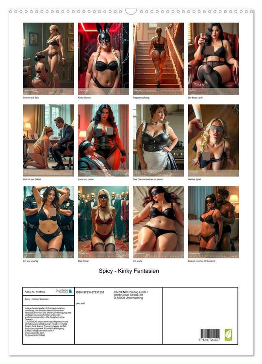 Produktbild: Spicy - Kinky Fantasien (Wandkalender 2026 DIN A2 hoch), CALVENDO Monatskalender