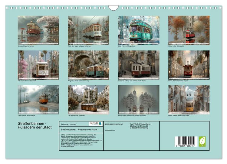 Produktbild: Stra&szlig;enbahnen - Pulsadern der Stadt (Wandkalender 2026 DIN A3 quer), CALVENDO Monatskalender
