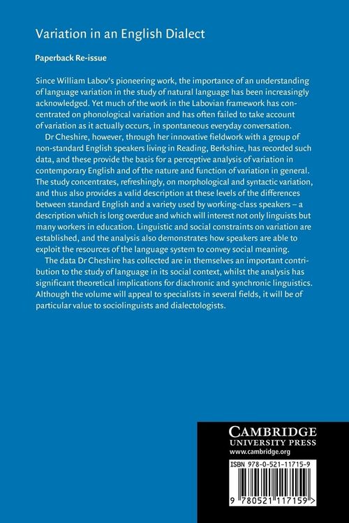 Produktbild: Variation in an English Dialect