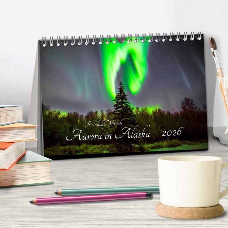Produktbild: Aurora in Alaska (Tischkalender 2026 DIN A5 quer), CALVENDO Monatskalender